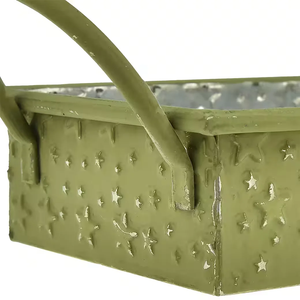 FLORISTS PRODUCTS Deko Tablett Weihnachten Grün Sterne Metall 2er